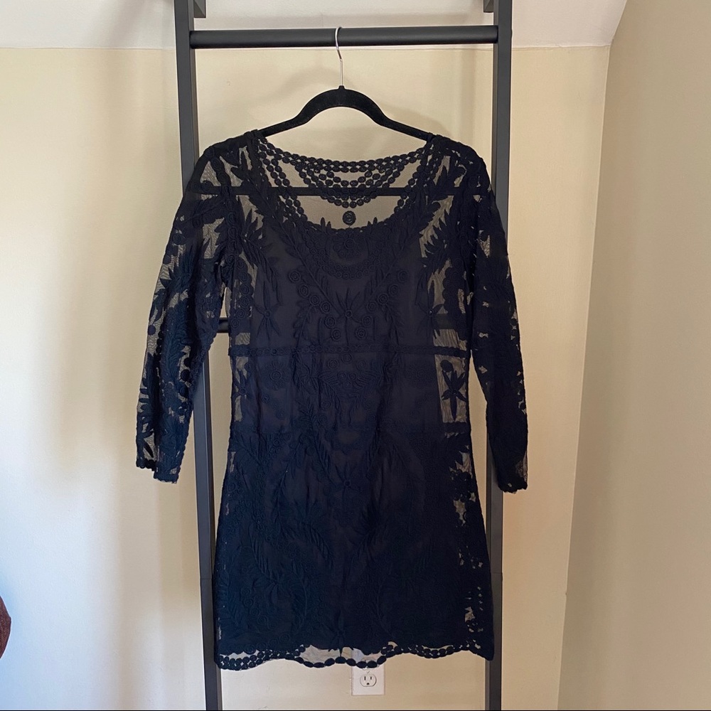 Express, 3 Quarter Sleeve, Lace Sheath Dress